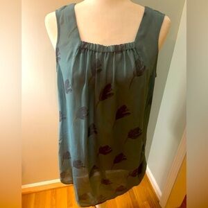 CAbi Teal floral sheer mini dress, size M